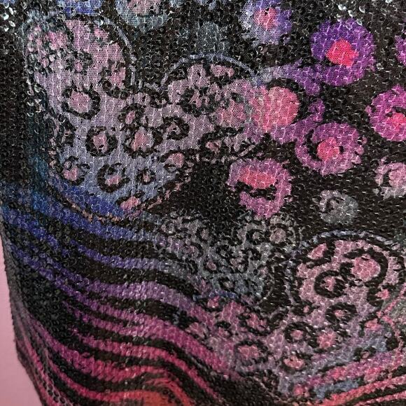 Disney Parks Sequin Tank Top Mickey Mouse Animal Print Pink Purple Size Large - Picture 4 of 6